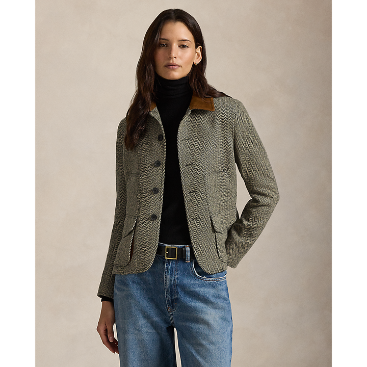 PRL Suede-Trim Herringbone Jacket/Jakna 211971401001