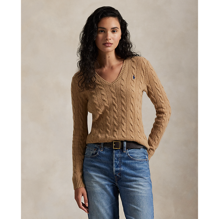 PRL Cable-Knit Wool-Cashmere V-Neck Jumper /Pulover 211971866002