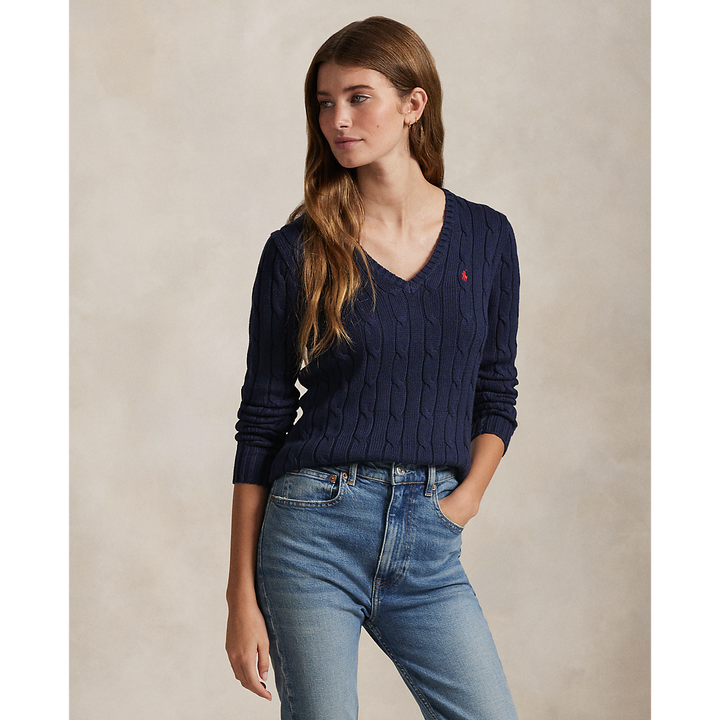 PRL Cable-Knit Cotton V-Neck Jumper/Pulover 211971870004