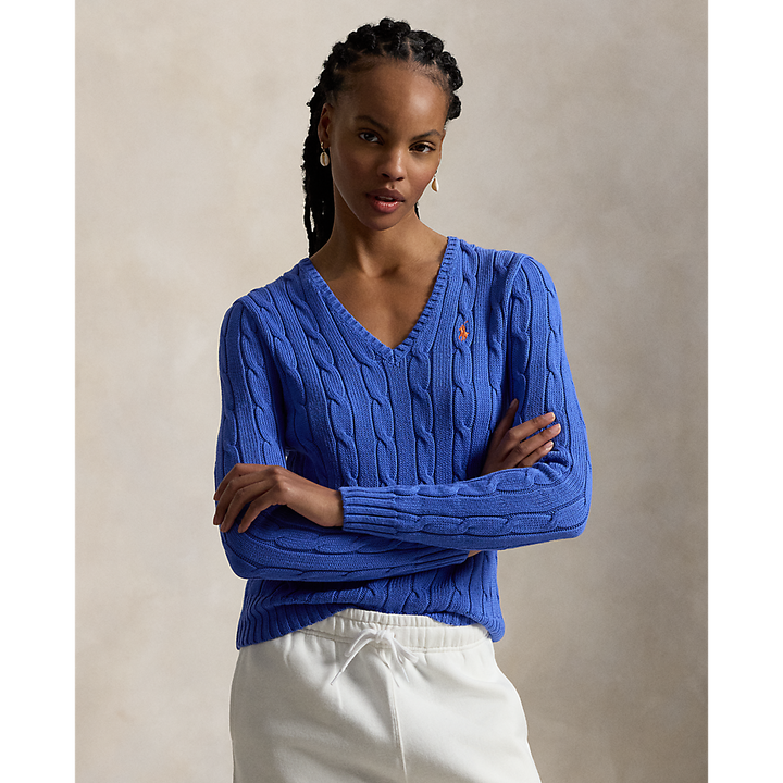 PRL Cable-Knit Cotton V-Neck Jumper/Pulover 211971870504