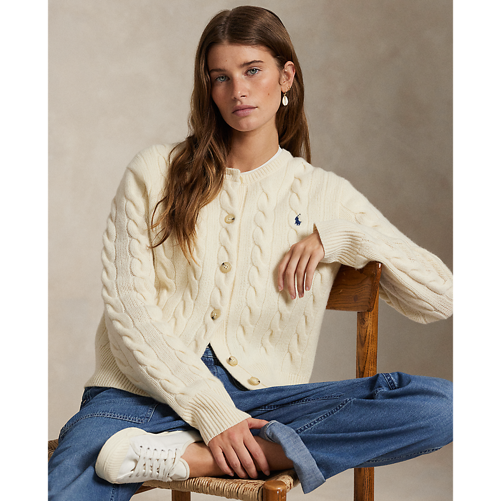 PRL Cable-Knit Wool-Cashmere Cardigan/Pulover 211972104002