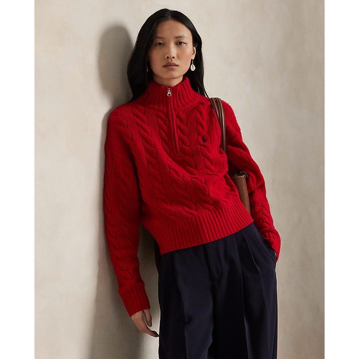 PRL Cable Wool-Cashmere Half-Zip Jumper /Pulover 211972130001