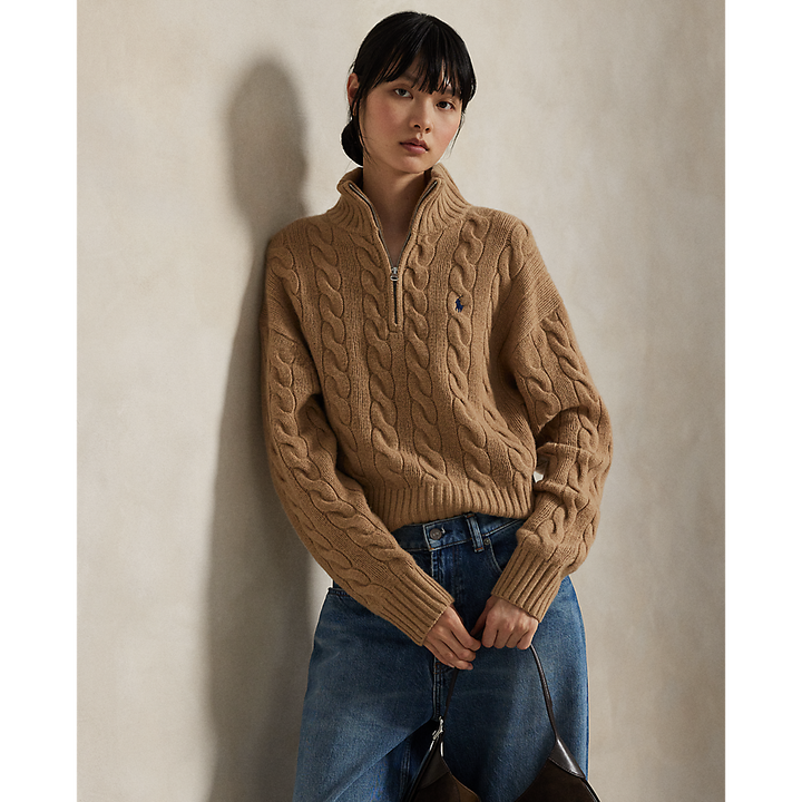 PRL Cable Wool-Cashmere Half-Zip Jumper /Pulover 211972130002
