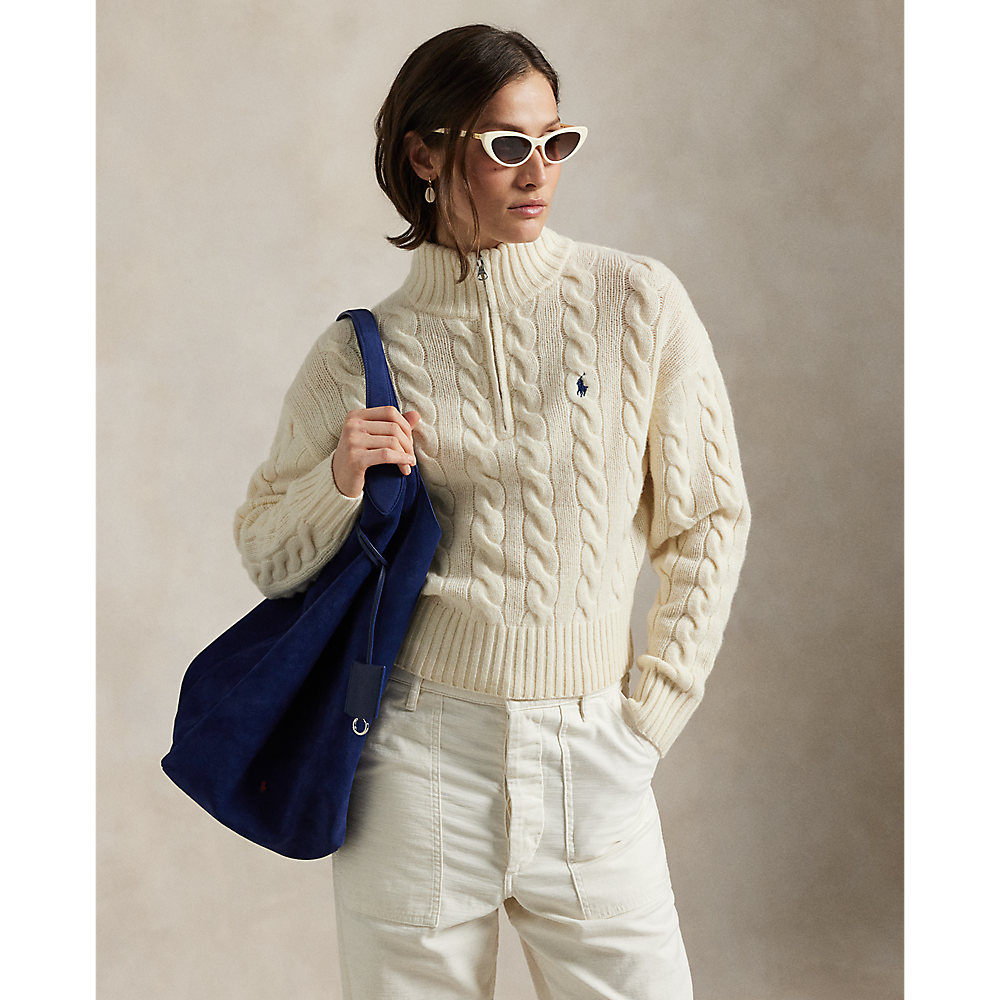 PRL Cable Wool-Cashmere Half-Zip Jumper /Pulover 211972130003