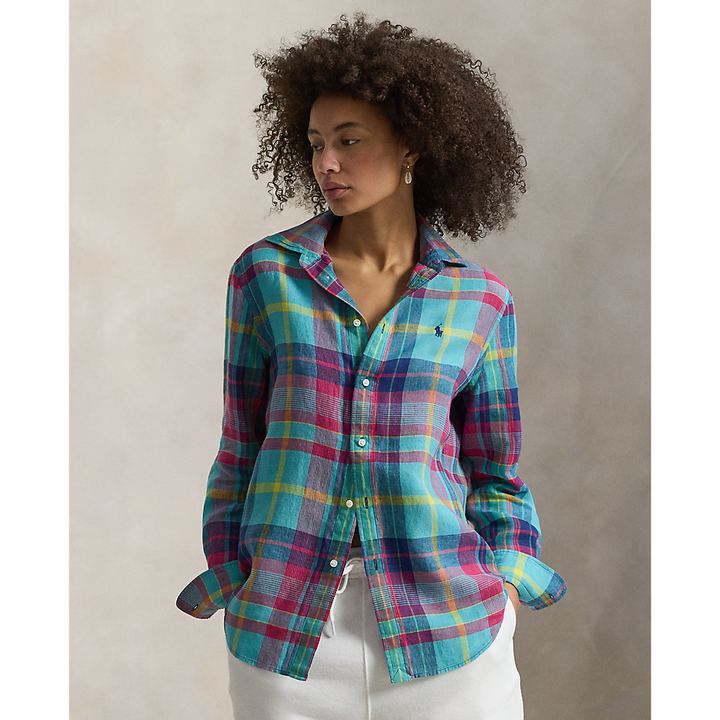PRL Classic Fit Plaid Linen Shirt/Košulja 211973264502