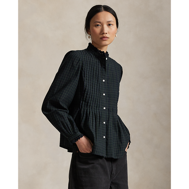 PRL Pintucked Plaid Cotton Shirt/Košulja 211978163001