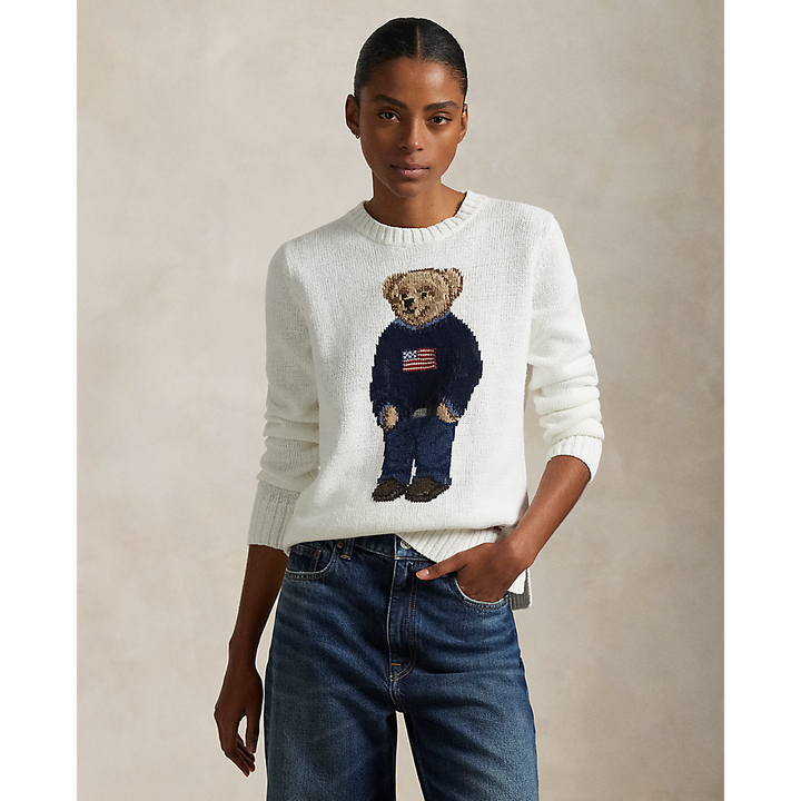 PRL Polo Bear Linen-Cotton Crewneck Jumper/Pulover 211978359001