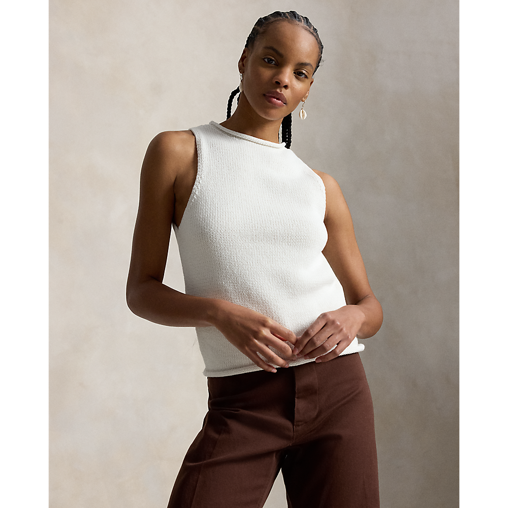 PRL Linen-Blend Sleeveless Sweater Tank/Pulover 211A12721001
