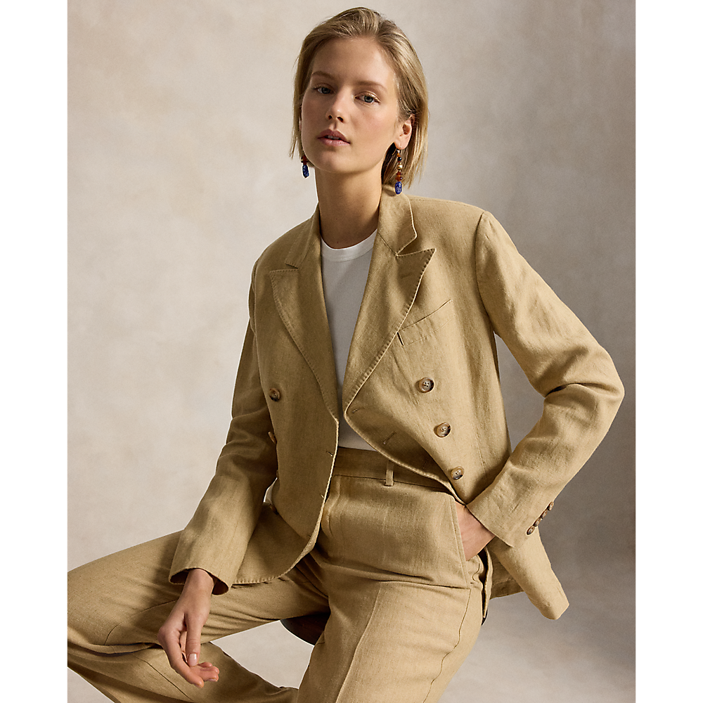 PRL Double Breasted Linen Blazer/Sako 211A12778001