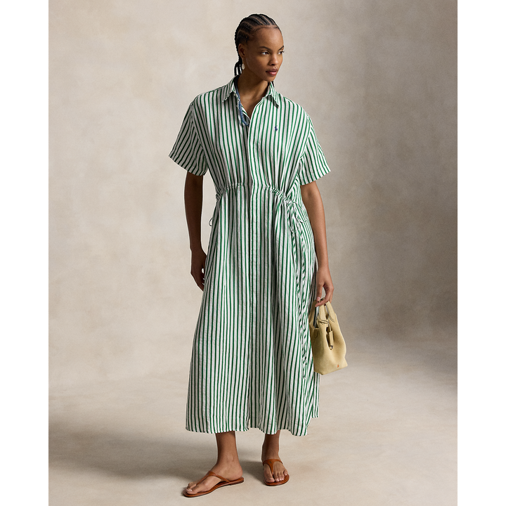 PRL Striped Linen-Cotton Drawcord Shirtdress/Haljina 211A12895002