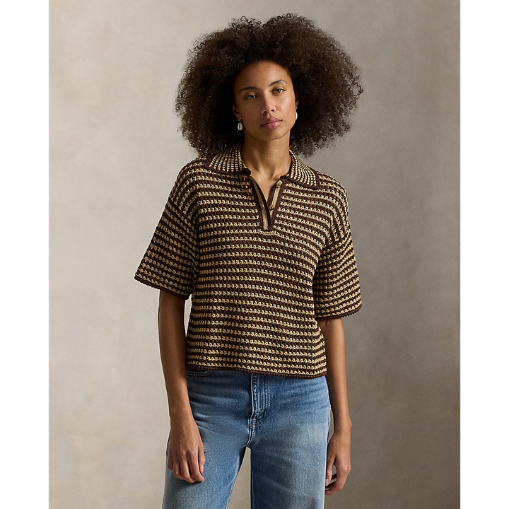 PRL Striped Knit Cotton Polo Shirt/Polo majica 211A96246001