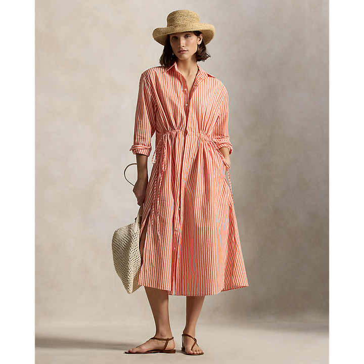PRL Striped Cotton-Linen Drawcord Shirtdress/Haljina 211A96364001