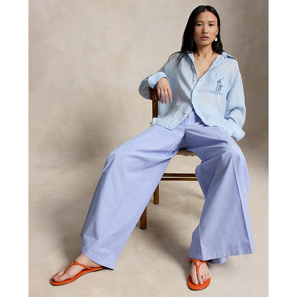 PRL Cotton Relaxed Wide-Leg Pant/Hlače 211B19879001