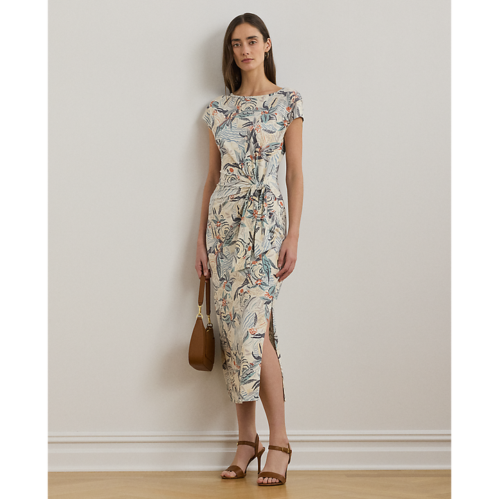 LRL Tie-Front Print Boatneck Midi Dress/Haljina 250964087001