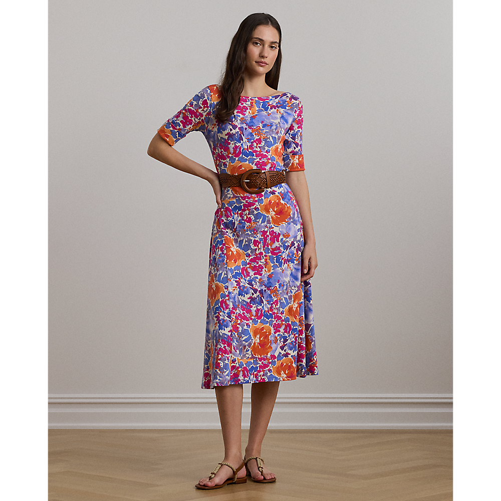 LRL Floral Stretch Cotton Midi Dress/Haljina 250972596001