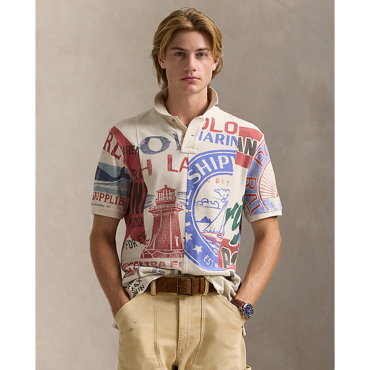 PRL Classic Dry Goods Print Mesh Polo Shirt/Polo Majica 710965003001
