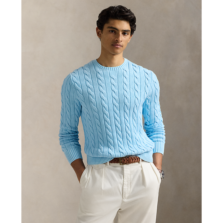 PRL Cable-Knit Mineral-Dyed Cotton Jumper/Pulover 710965867005