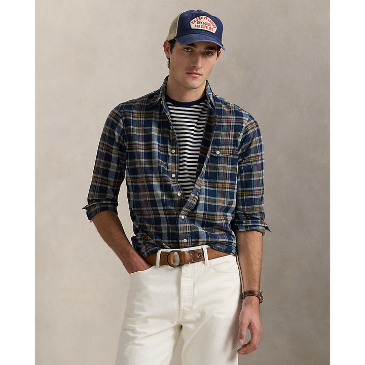 PRL Classic Fit Indigo Madras Shirt/Košulja 710965885001