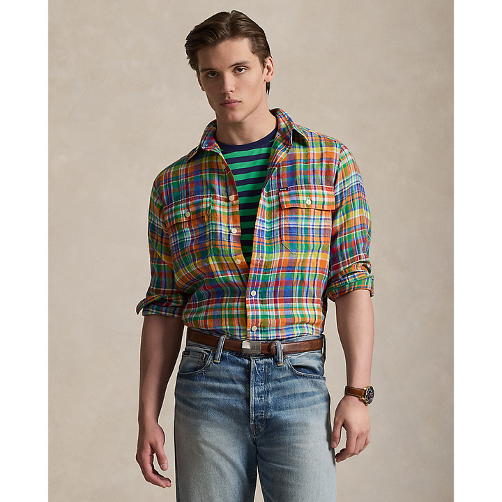 PRL Classic Fit Plaid Linen Workshirt/Košulja 710B14231001