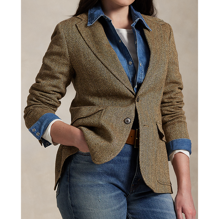 PRL Herringbone Linen-Blend Blazer/Sako 211891070001