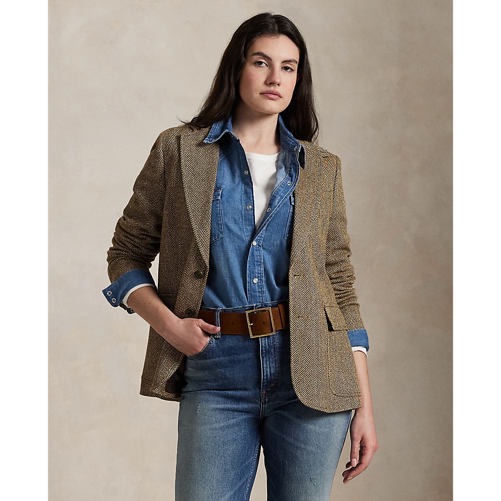 PRL Herringbone Linen-Blend Blazer/Sako 211891070001