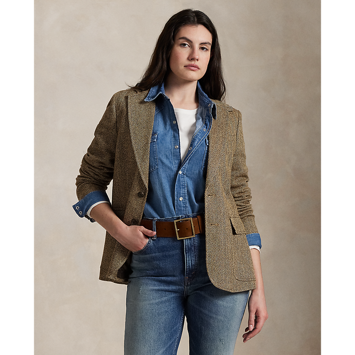 PRL Herringbone Linen-Blend Blazer/Sako 211891070001