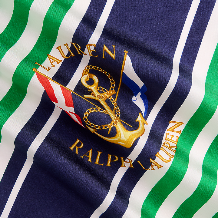 LRL Striped Anchor-Crest Silk Square Scarf/Šal 454P09785001