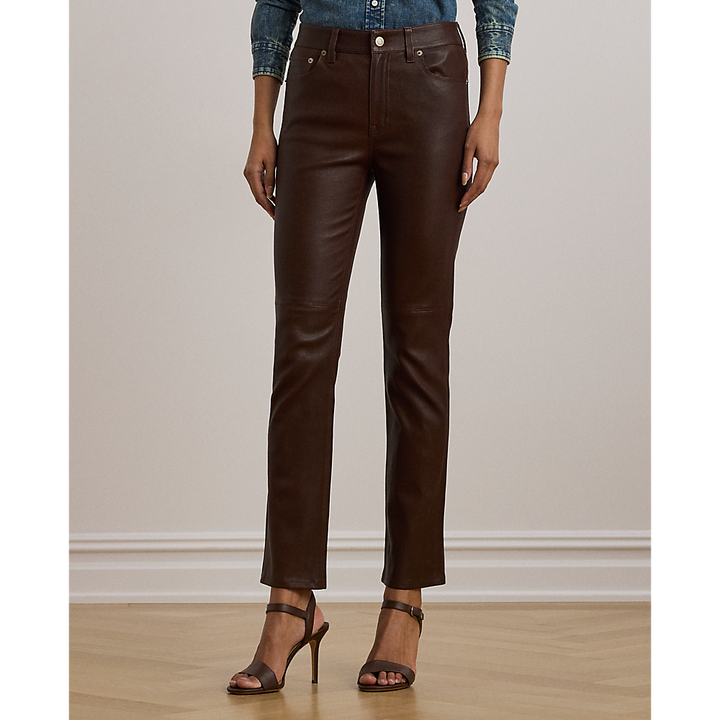 LRL High-Rise Lambskin Straight Ankle Trous/Hlače 200959307002