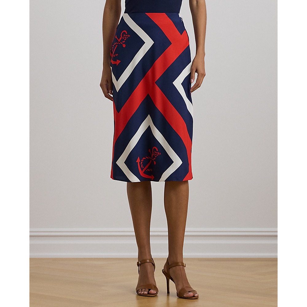 LRL Anchor-Print Crepe Midi Skirt/Suknja 200963170001