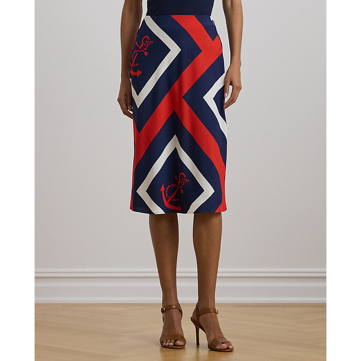 LRL Anchor-Print Crepe Midi Skirt/Suknja 200963170001