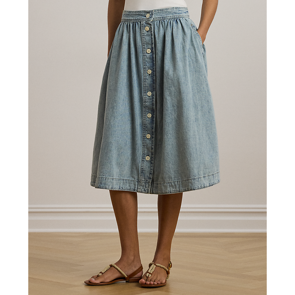 LRL Button-Front Denim Skirt/Suknja 200963898001