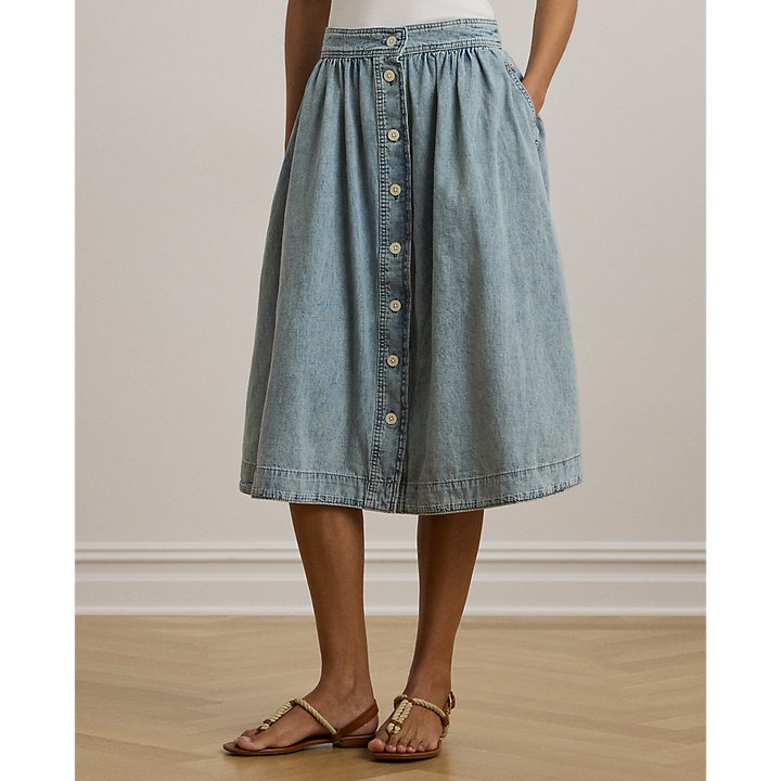 LRL Button-Front Denim Skirt/Suknja 200963898001