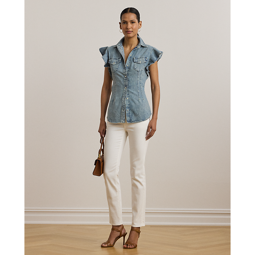 LRL Denim Flutter-Sleeve Shirt/Košulja 200963923001