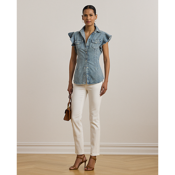 LRL Denim Flutter-Sleeve Shirt/Košulja 200963923001