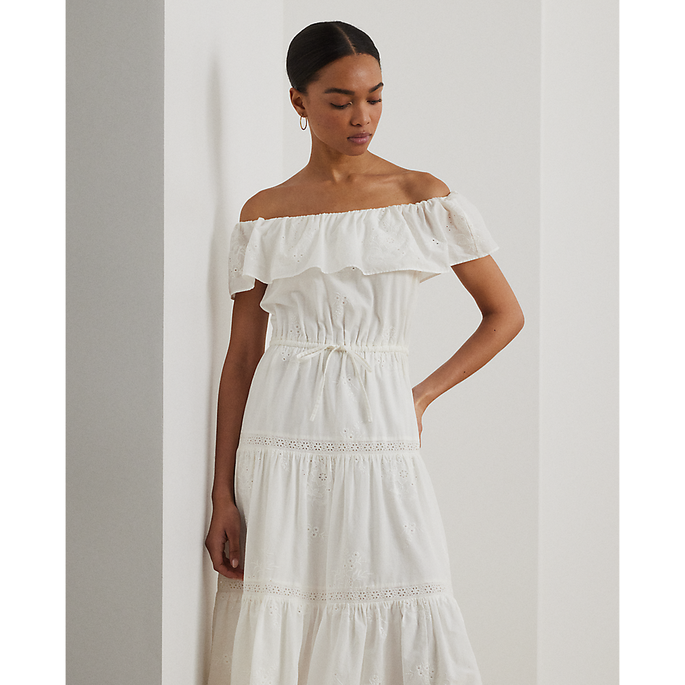LRL Cotton Off-the-Shoulder Tiered Dress/Haljina 200966195001