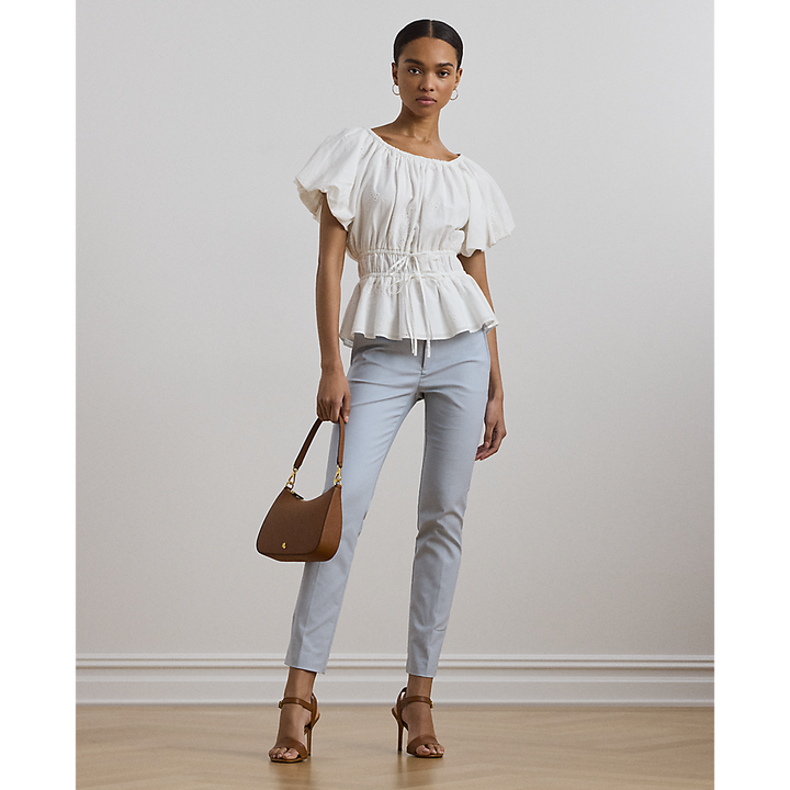 LRL Eyelet Cotton Voile Peplum Blouse/Majica 200966197001