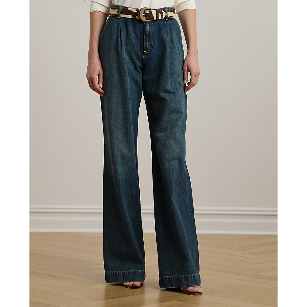 LRL High-Rise Pleated Wide-Leg Jean/Traperice 200971369001