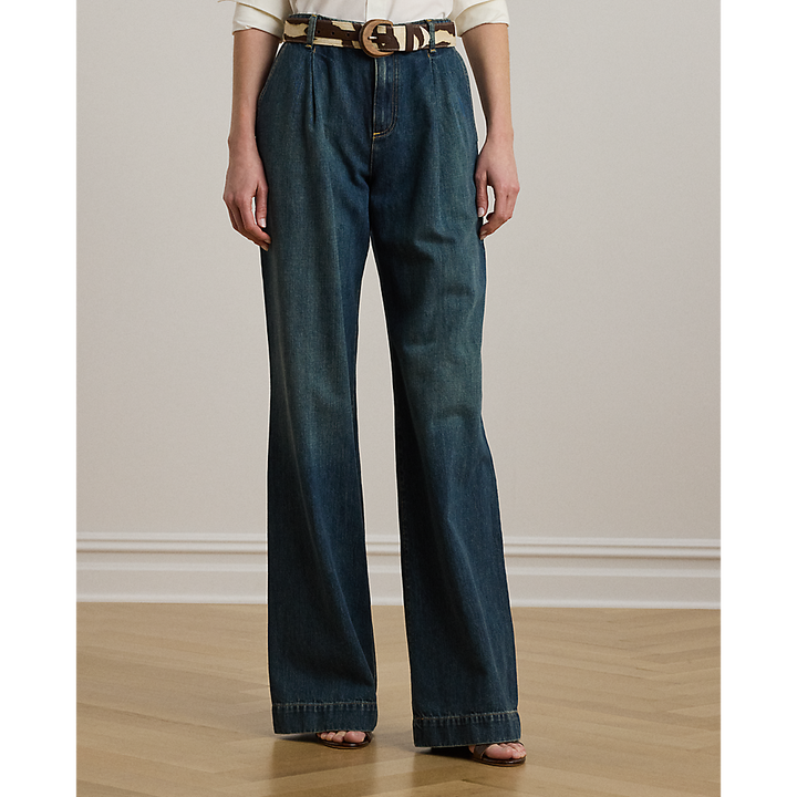LRL High-Rise Pleated Wide-Leg Jean/Traperice 200971369001