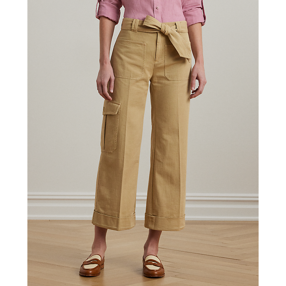 LRL Pleated Cotton Twill Wide-Leg Cargo Trou/Hlače 200974894002