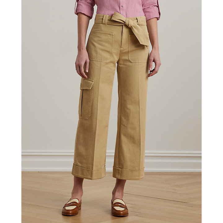 LRL Pleated Cotton Twill Wide-Leg Cargo Trou/Hlače 200974894002