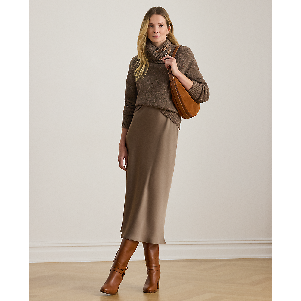 LRL Buckle-Trim Melange Turtleneck Sweater/ Pulover 200979663002