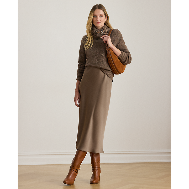 LRL Buckle-Trim Melange Turtleneck Sweater/ Pulover 200979663002