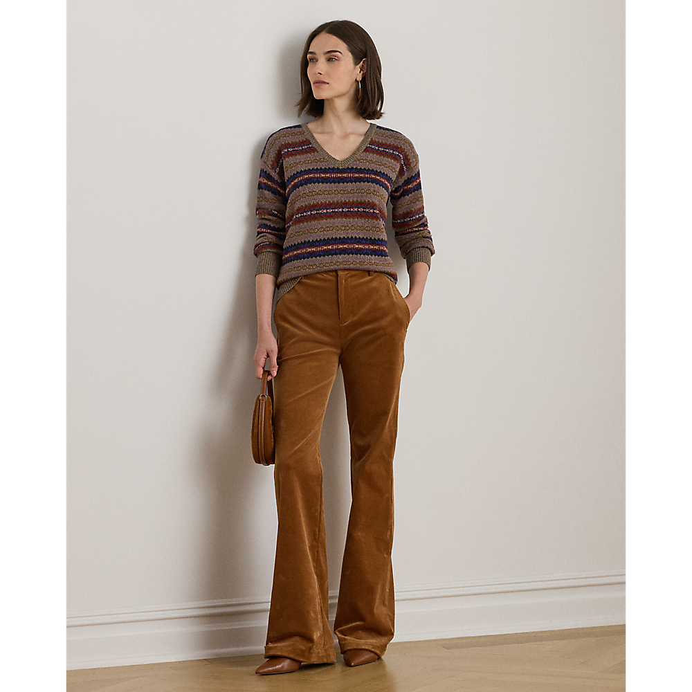 LRL Fair Isle Cotton-Linen V-Neck Jumper/Pulover 200979674001