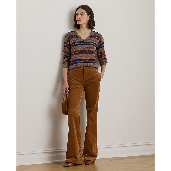 LRL Fair Isle Cotton-Linen V-Neck Jumper/Pulover 200979674001