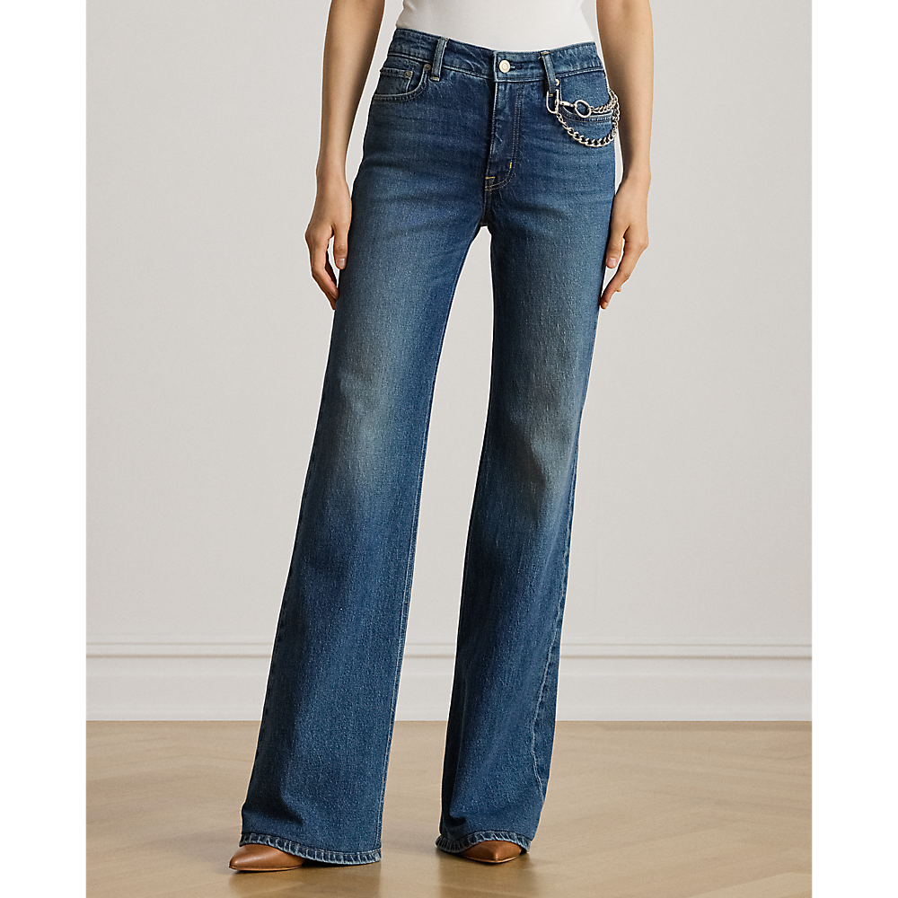 LRL Chain-Trim High-Rise Flare Jean/Traperice 200979970001