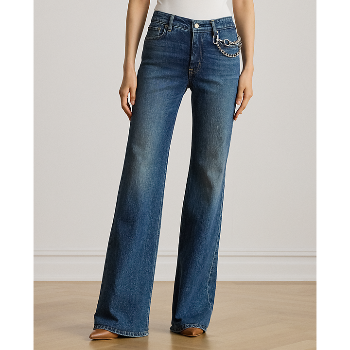 LRL Chain-Trim High-Rise Flare Jean/Traperice 200979970001