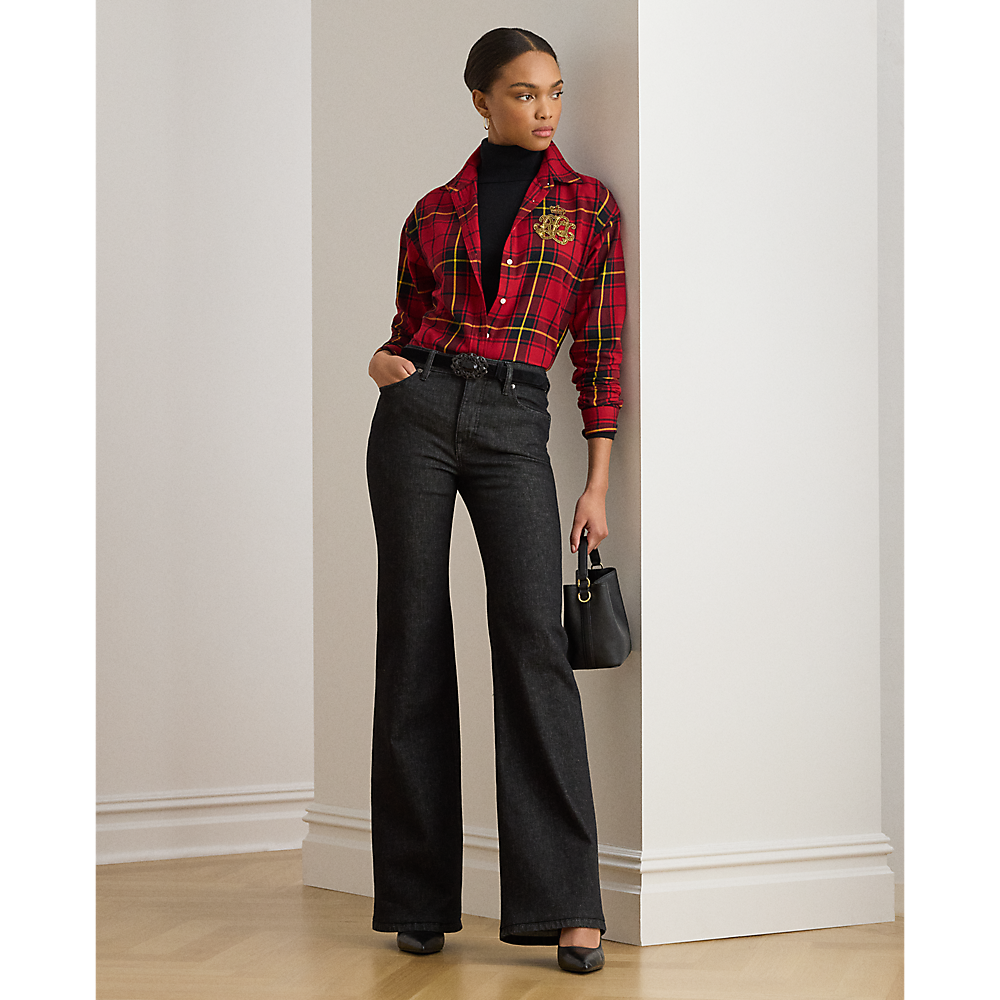 LRL Relaxed Fit Beaded-Logo Plaid Shirt/Košulja 200979992001