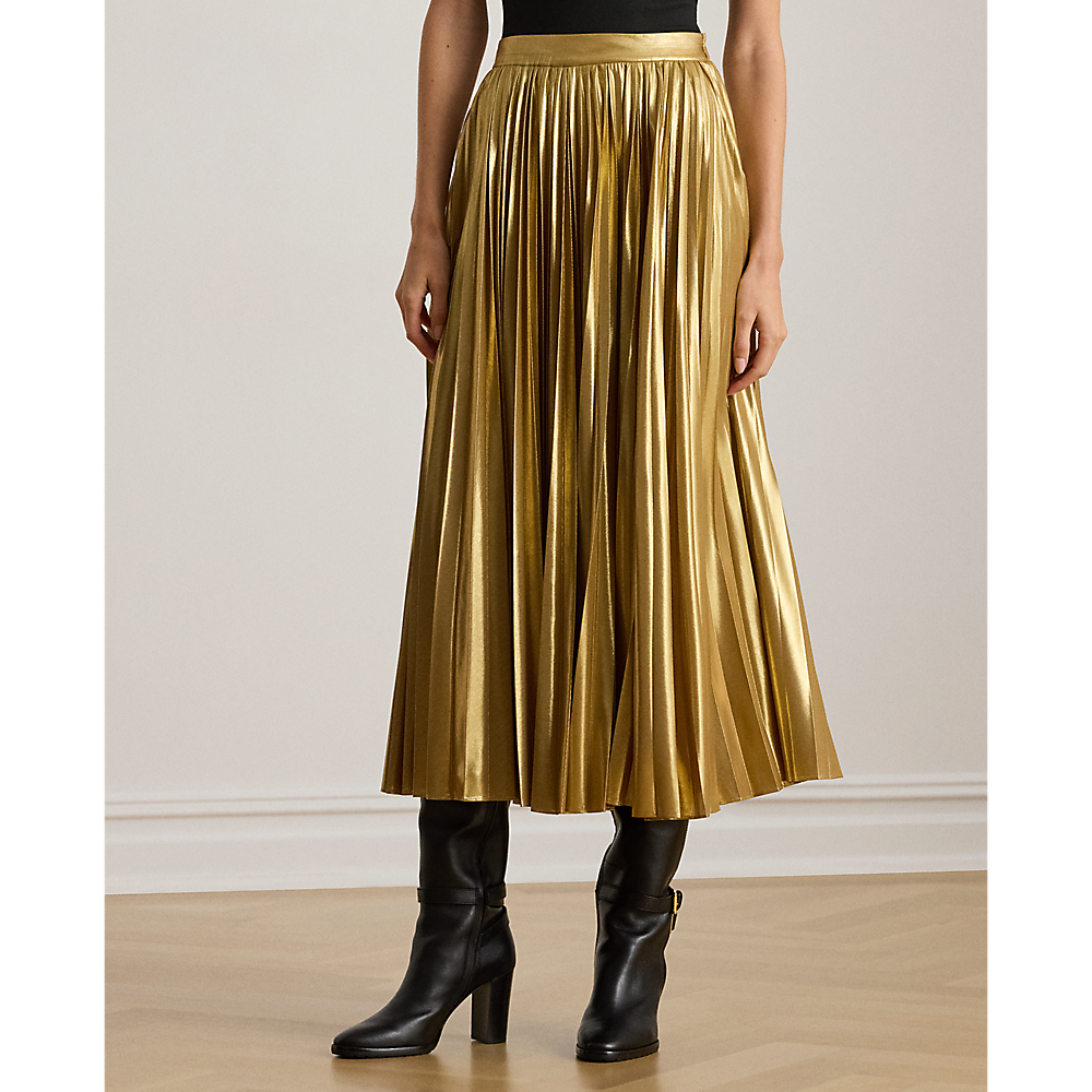 LRL Pleated Metallic Chiffon Skirt/Suknja 200P03432001