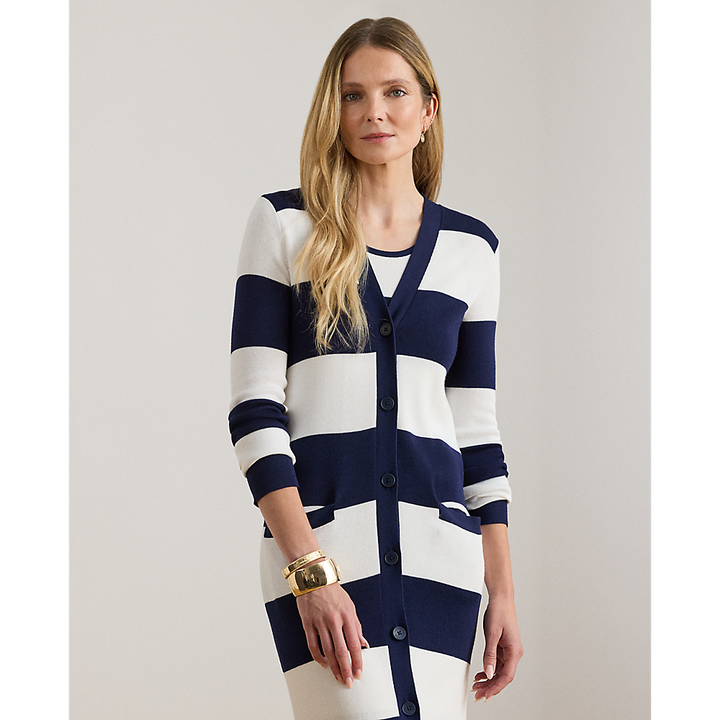 LRL Striped Cotton-Blend Cardigan/Pulover 200P03490001