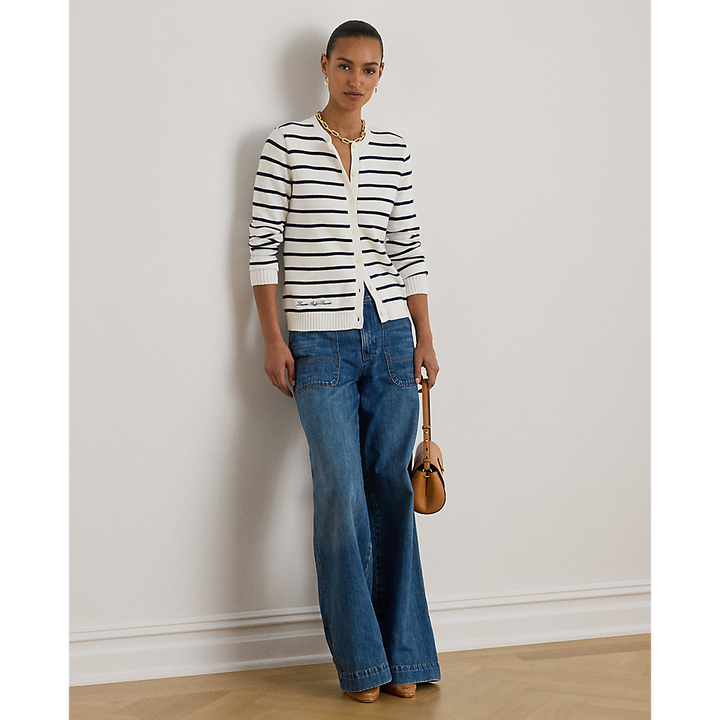 LRL Striped Cotton Cardigan/Pulover 200P03495001